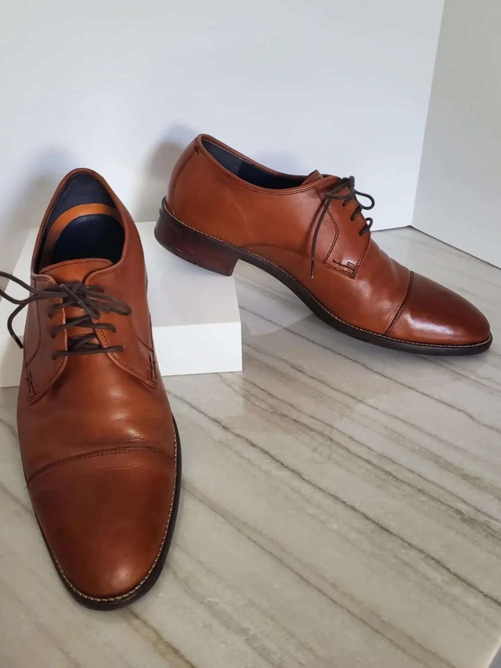 Cole Haan Grand OS Mens Size 10.5 Brown Leather Cap Toe Oxfords Dress Shoes